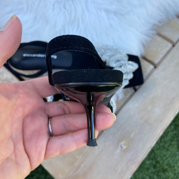 Alexander Wang Low Heel Black Suede Slingback with Rhinestones Size 37 - Picture 8 of 9